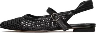 Cesare Gaspari Geweefde Slingback Flats - Dames - Ballerinas - Zwart - 40 EU - Leer - Schoenen