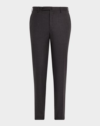 Incotex Mens Micro-Houndstooth Wool and Cashmere Trousers