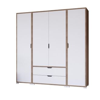 Dmora Armario Grande Summonte, Closet Dormitorio 2 Cajones, Ropero, 9 Estantes, 170x183h Cm Blanco