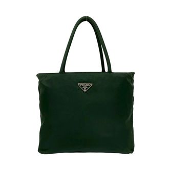Prada Khaki Nylon Handbag Tote Bag (Pre-Owned)
