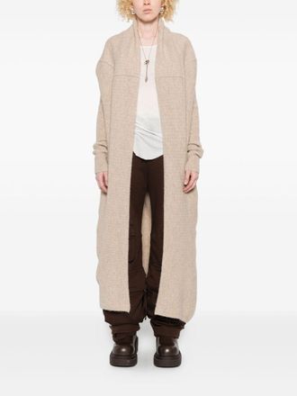 Rick Owens Womens Long Cardigan - Nude Wool - Size Medium