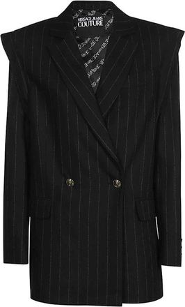 Versace Jeans Couture Blazer met dubbele rij knopen en logodetail - Dames - Blazers - Zwart - XS - Wol - Jassen