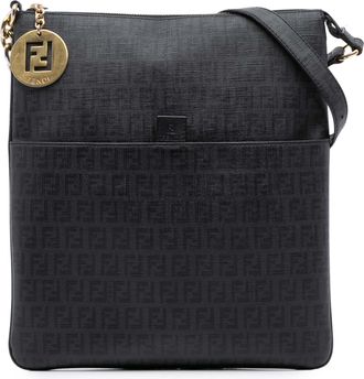 Fendi Pre-owned Womens Crossbody Bag Logo Pattern - Black Textile - One Size