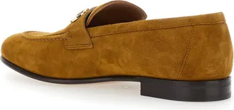 Ferragamo Womens Brown Suede Loafers With Gancini Detail Goat
