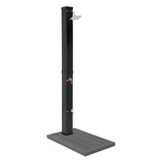 ML Design Ml-design Ducha Solar De Jard&iacute;n Negro 40l 217cm Cuadrada Agua Caliente Hasta 60&deg;c Sin Electricidad Conexi&oacute;n Con Elemento De Suelo Y Manguera Moderno E