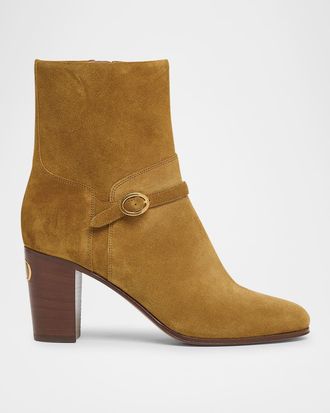 Valentino Garavani Pattie Suede Buckle Ankle Boots