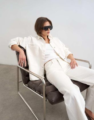 Topshop Giacca di jeans casual color osso-Bianco