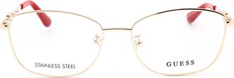 Guess GU2962D Rectangular Metal Eyeglasses - Gold