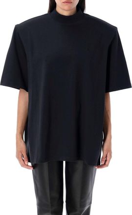The Attico Oversized Black T-Shirt With High Neckline