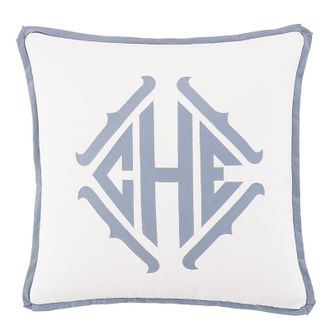 Ballard Designs Lexie Applique Monogram Pillow Cover - Cornflower - Ballard Designs