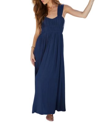 Bishop + Young Grecian Corset Maxi Dress In Navy