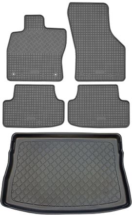 OEM Volkswagen Golf Vii Hatchback (3/5 Puertas) De 10/2012 A 12/2019. Juego: Alfombrillas De Goma Para Coche + Alfombrilla Para Maletero