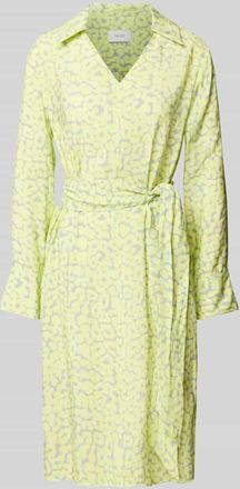 More Knielanges Kleid mit Bindeg&uuml;rtel in Neon Gelb, Gr&ouml;&szlig;e 40