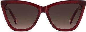 Carolina Herrera 59mm Gradient Cat Eye Sunglasses in Burgundy/Brown at Nordstrom