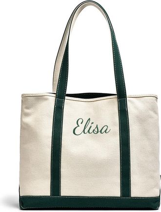 Generic Personalized Womens Tote Bag Custom Embroidered Shopping Bag with Name Reusable Canvas Bag Commuter Travel Bag with Zippered Pocket Gift for Mom, Wife