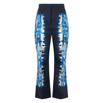 Alberta Ferretti Trousers With Floral Print - female - Alberta Ferretti - Wide Trousers - Blue - S - Trousers