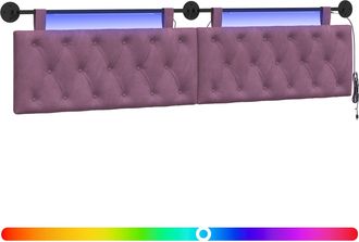 vidaXL Cabecero Colgante Con Luz Led Morado Terciopelo Vidaxl