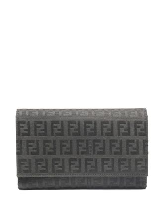 Fendi Portafoglio in tela con motivo Zucchino 2000 - Grigio
