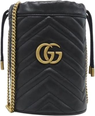 Gucci Pre-owned Quilted Shoulder Bag - Dames - Vintage Tas - Zwart - ONE Size - Leer - Vintage