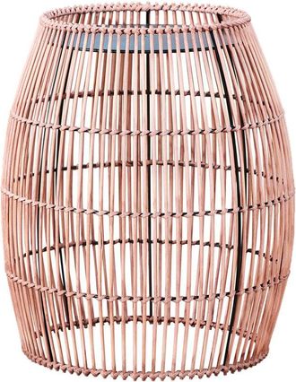 Teamson Home Muebles de Jardín para Exteriores, Grande, Redondo, para Patio, Mesa Auxiliar, Soporte para Plantas en Mimbre de Bambú con Parte Superior de Metal