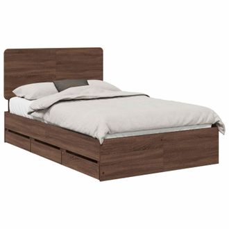vidaXL Estructura De Cama Roble Marr&oacute;n 120 X 190 Cm Madera Ingenieril Vidaxl