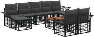vidaXL Conjunto De Sof&aacute;s De Exterior 10 Uds. Negro Y Gris Oscuro Vidaxl