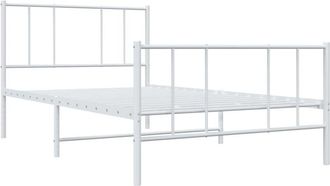 vidaXL Metal Bed Frame without Mattress with Footboard White 107x203cm vidaXL