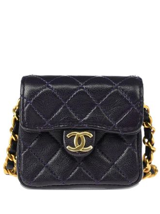 Chanel 1989-1991 micro chain quilted shoulder bag - Purple