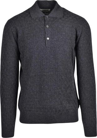 FILIPPO DE LAURENTIIS Polo shirt van gebreide stof - Heren - Polos - Grijs - L - Wol - Tops