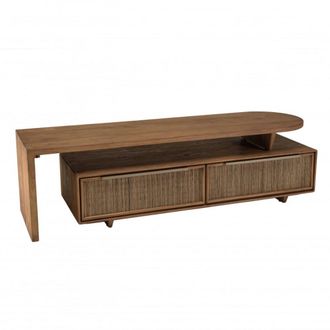 Macabane Mueble tv modular de 2 cajones de madera teca reciclada de 140 cm