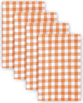 Solino Home Linen Dinner Napkins Set of 4, 20 x 20 Inch for Dining Table, Holiday and Everyday Table Decor - Gingham Check in Muskmelon at Nordstrom