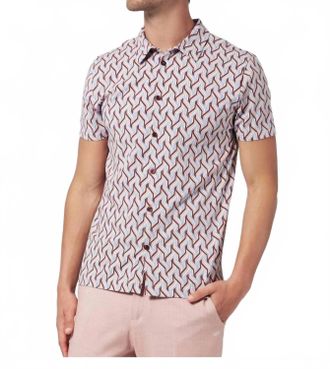 4funkyflavours This Is Hot Short Sleeve Cotton Shirt In Maroon/ Pink/ Blue