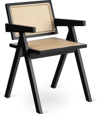 OEM Silla De Madera Madera Negra/beige Calada Cl&aacute;sica Retro