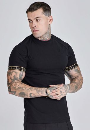 Siksilk T-Shirt SIKSILK Siksilk T-Shirt Tech T-Shirt, Herren, Gr. L, schwarz, Obermaterial: 95% Baumwolle CO. 5% Elasthan EL., Shirts T-Shirt