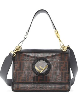 Fendi Kan I F Zucca Mesh Medium shoulder bag - Marrone