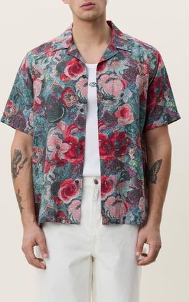 Les Deux Bouquet Floral Jacquard Camp Shirt in Multicolor at Nordstrom, Size Medium