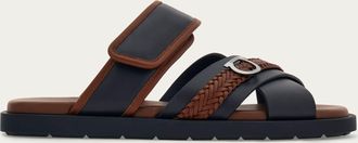 Ferragamo Men Gancini ornament sandal Blue Size 11.5