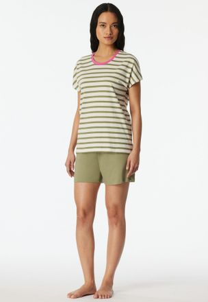 Schiesser Shorty SCHIESSER Casual Essentials, Damen, Gr. 36, 108, wei&szlig;, Single Jersey, Obermaterial: 100% Baumwolle, Basic kurz, Rundhals, Homewear-Sets Shorty,