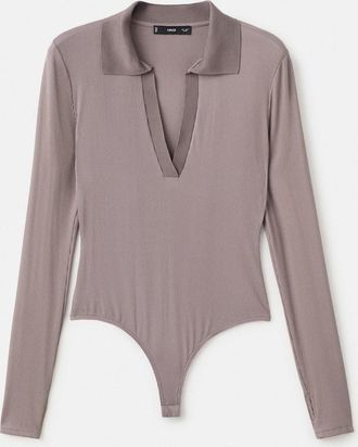 Mango Body collo a V marrone chiaro/pastello - Donna - S - MANGO