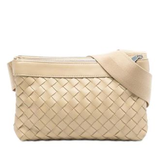 Bottega Veneta Pre-owned Leren Schoudertas - Dames - Pre-owned - Beige - Maat: ONE Size Leer