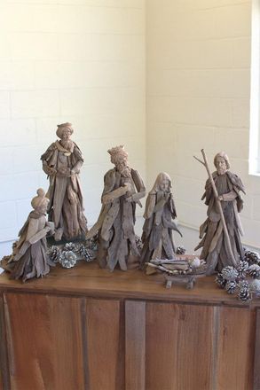 Kalalou Set Of Six Driftwood Nativity Set