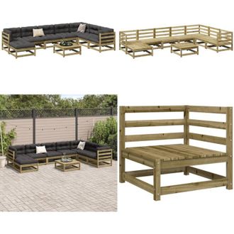 vidaXL Set Divani da Giardino 9 pz in Legno Impregnato di Pino - Divano da esterno - Divano angolare