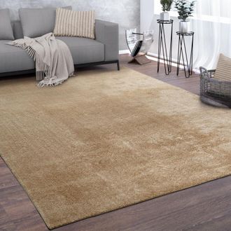 Paco Home Paco Home Alfombra Sal&oacute;n Pelo Corto Lavable Monocolor Moderna Suave Beige 300x400 Cm