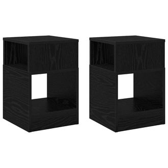 vidaXL Mesa Auxiliar 2 Pcs Roble Negro 30,5 X 30 X 45 Cm Vidaxl