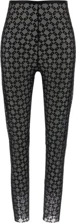 Givenchy Broeken, Dames, Zwart, S, Leer, Velvet Mesh Leggings