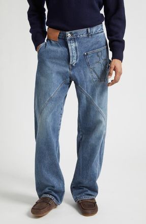 J.W.Anderson Twisted Workwear Jeans in Mid Blue at Nordstrom, Size 34