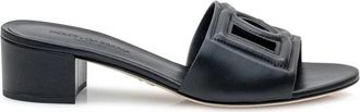 Dolce & Gabbana Logo Leren Slippers - Dames - Muiltjes - Zwart - 37 EU - Leer - Schoenen