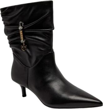 Pinko Gloria 28 Enkellaars - Dames - Laarzen met Hak - Zwart - 40 EU - Leer - Schoenen
