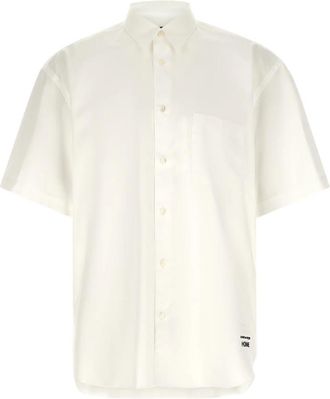 Comme Des Gar&ccedil;ons Logo Embroidery Shirt - Heren - Korte mouwen Overhemden - Wit - M - Katoen - Overhemden