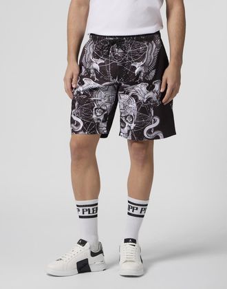 Philipp Plein Nylon Shorts Tattoo Men in Black at Nordstrom, Size Xxx-Large